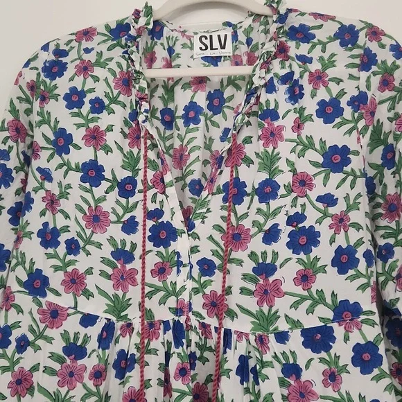 Pretty cotton floral tunic top or mini dress in very good condition! - Picture 2 of 8